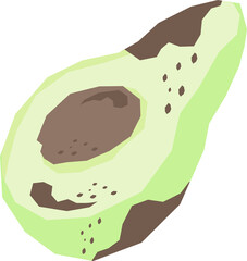 Cartoon illustration of an ugly avocado fruit