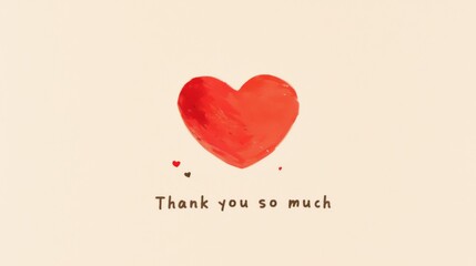 Handwritten Note with 'Thank You So Much...' and Red Heart on White Paper