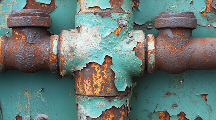 rusted lead pipe showcasing intricate details of corrosion. The image highlights the textures and decay, symbolizing aging infrastructure, deterioration, and the passage of time