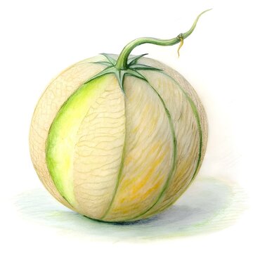 recommend clip art: A hand drawn illustration of a ripe muskmelon. perfect for adding a touch of summer freshness to your designs.