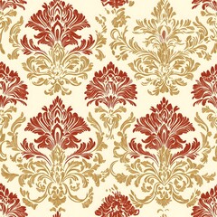 Vintage baroque damask floral seamless pattern wallpaper vector