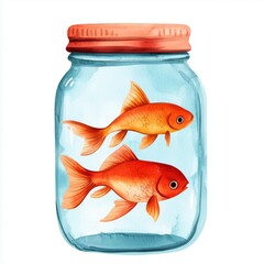 Enchanting Goldfish Duo Captured in a Timeless Glass Jar