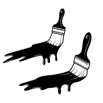 Paintbrush | 2 Paintbrush | Paint Artist | Painting | Dripping Paintbrush | Artist Brush | Artwork | Paintor | Original Illustration | Vector and Clipart | Cutfile and Stencil