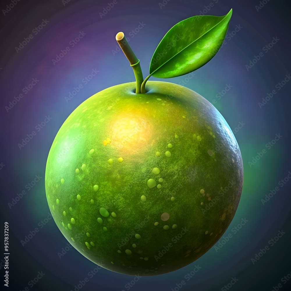 Poster a vibrant 3d illustration of a juicy ogeechee lime. perfect for adding a splash of color and freshne