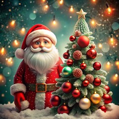 santa claus with christmas tree