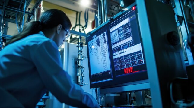 Engineers conducting experiments to minimize power system harmonics in a controlled environment,
