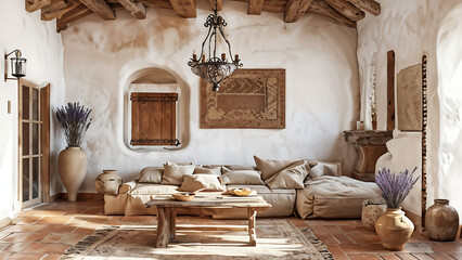 Italian Rustic Living Room with Warm Neutrals