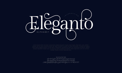Eleganto typography beauty fashion elegant minimalist serif italic fonts decorative wedding vintage retro logos. Minimal luxury font alphabet logo. Vector illustration