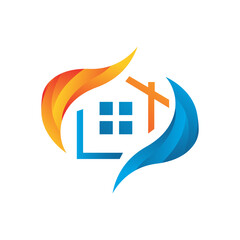 home restoration logo design after disaster property maintenance repair house vector
