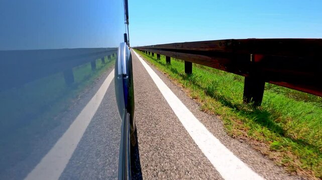 POV: Caravan on italian road in summer 