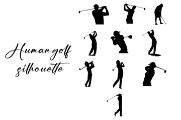 Human Golf black silhouette art