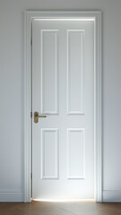 White Door Open To Reveal Light and A Wooden Floor
