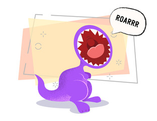 Scary roaring little dinosaur. Predator, tyrannosaurus, monster. Can be used for topics like emotion, fear, anger