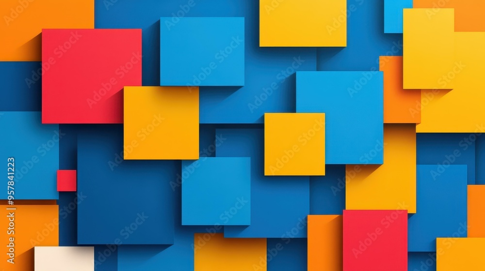 Poster explore a vibrant geometric world with smooth gradients and 3d shadows in this abstract composition 
