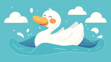 A peaceful duck enjoys calm waters until a sudden gunshot startles it, sending waves rippling across its serene surroundings.