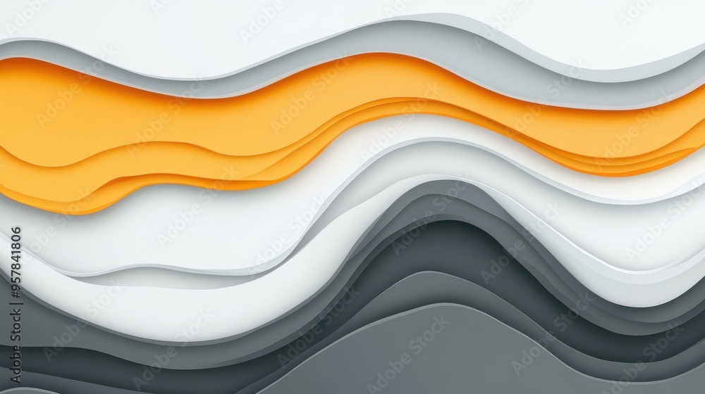 Poster abstract dynamic waves create a modern backdrop, blending technology and art in a sleek, flat design