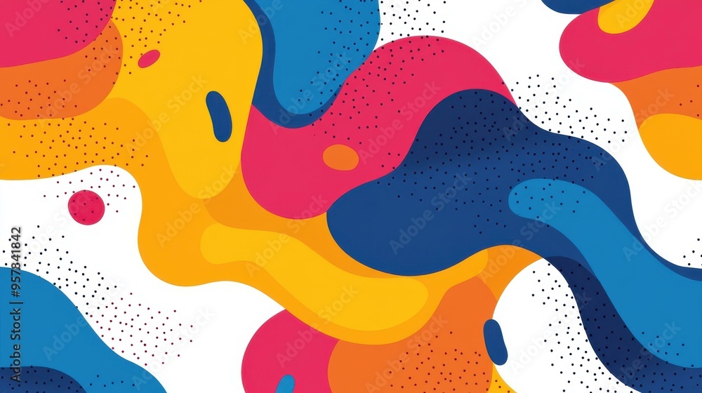 Aufkleber bold abstract shapes and dynamic colors merge to create a lively, modern background perfect for digi
