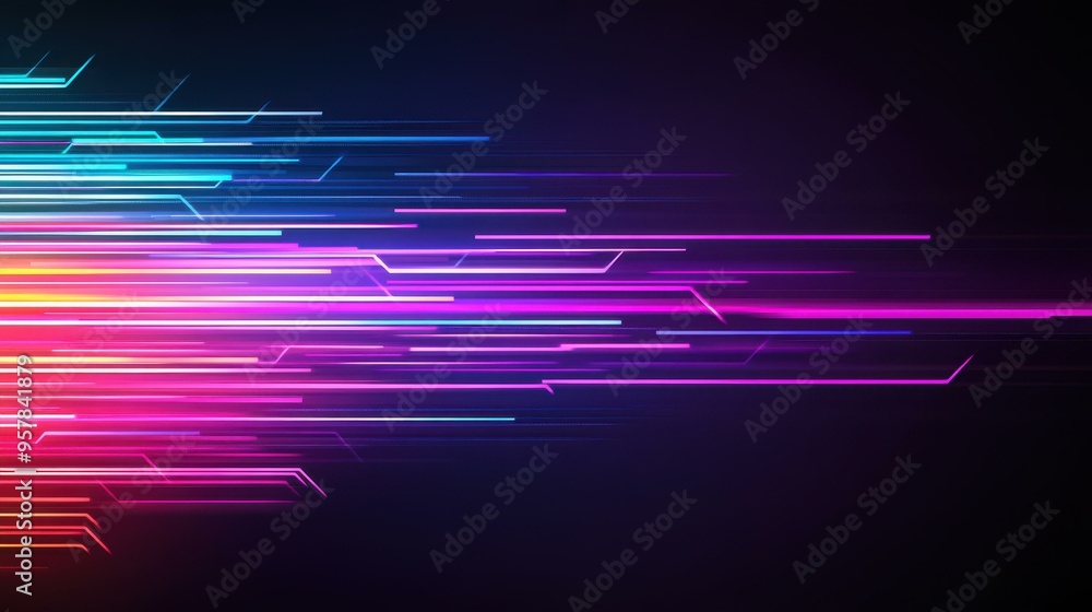 Poster experience the sleek design of modern technology with dynamic light arrows on a bold black backgroun