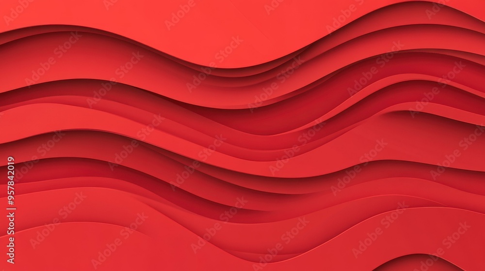 Poster vibrant abstract red background featuring unique 3d shapes and glowing lines, perfect for a modern a