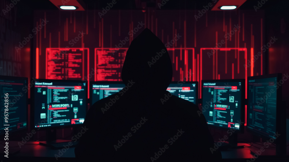 Poster hacker in the shadows
