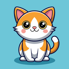 cute cat cartoon kids clipart vector icon illustration 