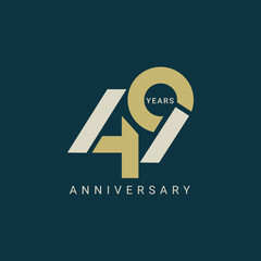 49th, 49th Anniversary Logo, 49 Logo Golden Color, Vector Template Design element for birthday, invitation, wedding, jubilee and greeting card illustration.