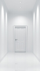 Fototapeta premium Minimalist White Corridor with Door