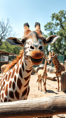 Obraz premium Close Up of Giraffe's Face at Zoo