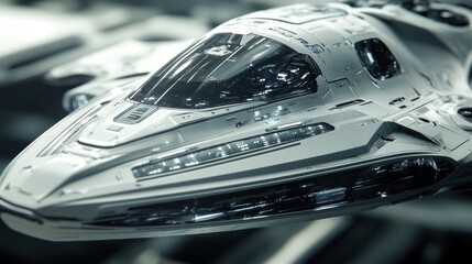 Fototapeta premium Space technology, close-up of a new spacecraft design, sleek lines and advanced materials, futuristic and innovative