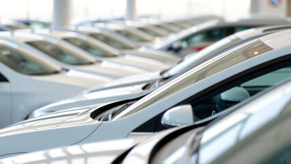 Row of New Cars in Dealership