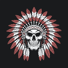 Indian skull design element for logo, poster, card, banner, emblem, t shirt.
