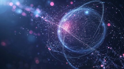 Abstract image of a Orbital space station in the form of a starry sky or space, consisting of points, lines, and shapes in the form of planets, stars and the universe. Vector business concept