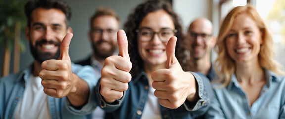 Group of people giving thumbs up