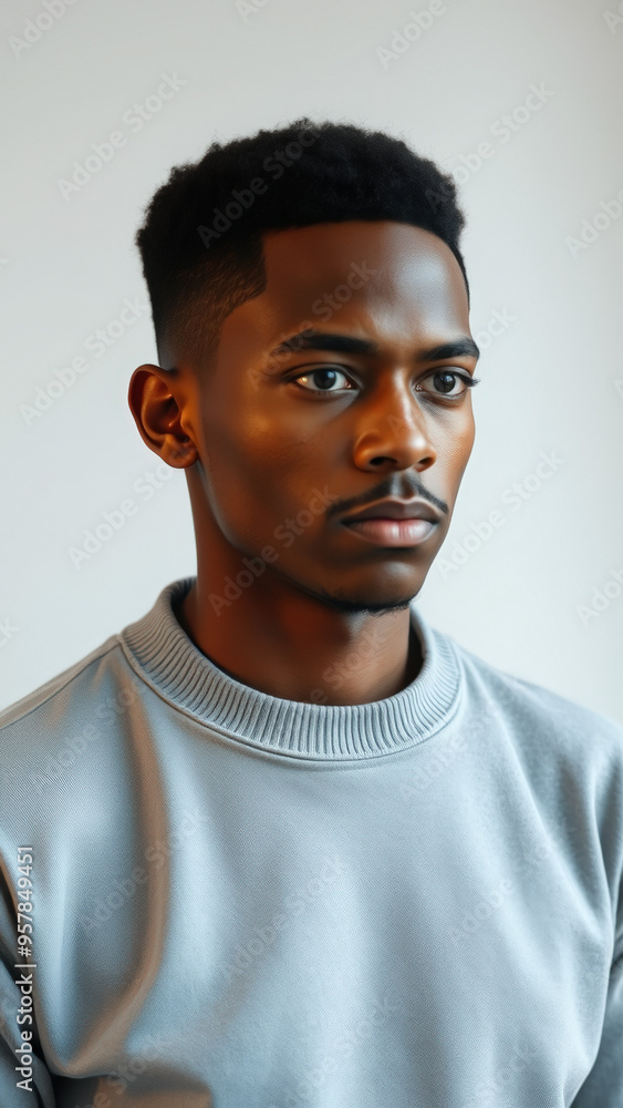 Sticker Portrait of a young man with a serious expression