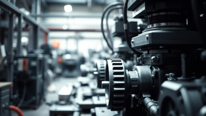 Fototapeta premium Close-up of Industrial Machinery in a Factory