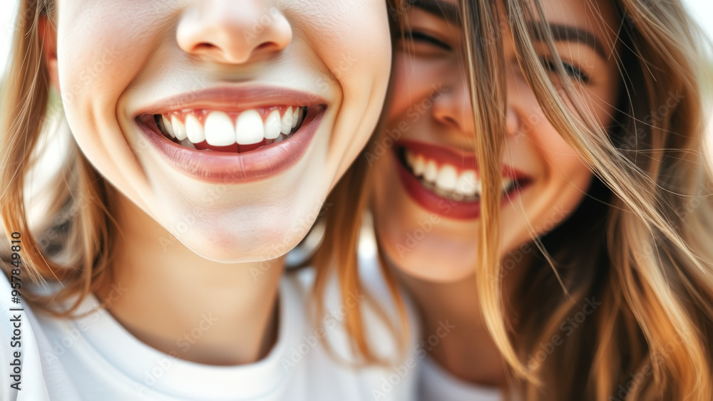 Poster Two Young Women Laughing Close Up