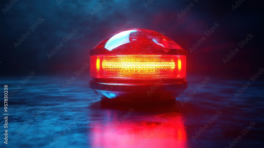 Aufkleber 3d render of a spinning red flashing emergency alarm in a looping animation.