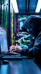 Obraz premium Hacker in a Dark Room