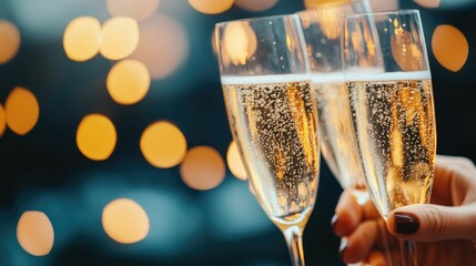 Elegant award recipients celebrating their victories with champagne toasts and joyous revelry at the prestigious after party for a glamorous awards ceremony