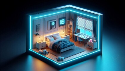 bed in the bedroom