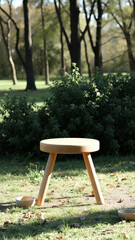 Naklejka premium Wooden stool in a park