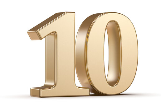 Gold 3D Number 10