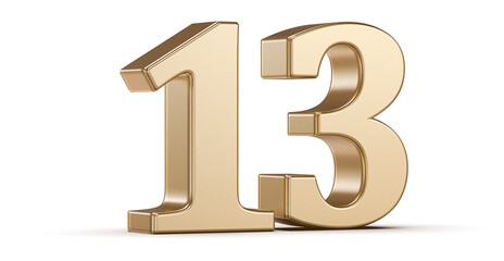 Gold 3D Number 13