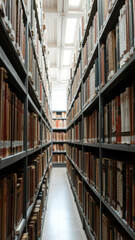 Fototapeta premium Aisle of Books in a Library