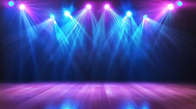 ブルーにライトアップされたステージ