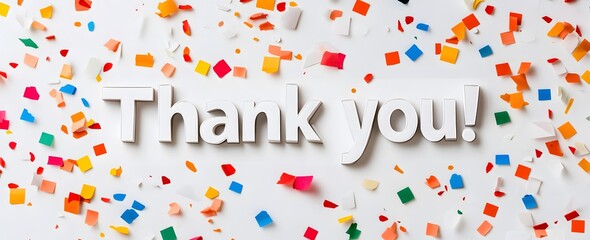 Bold 'Thank You!' on a Canvas of Confetti