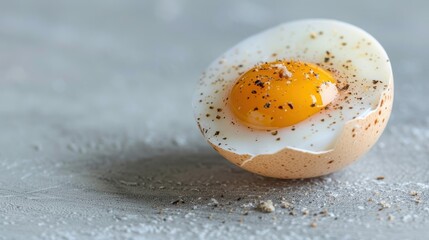 A close-up of a duck egg with a creamy yolk and firm white.