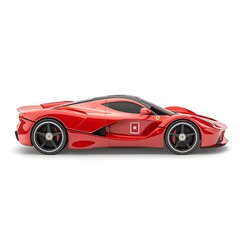 Naklejka premium a toy car, race car design, flat design, bright red, isolated on white background