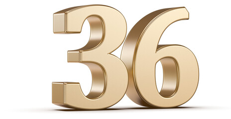 Gold 3D Number 36