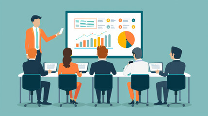 A new hire attending training session on companyâ€™s performance metrics, engaging with team.